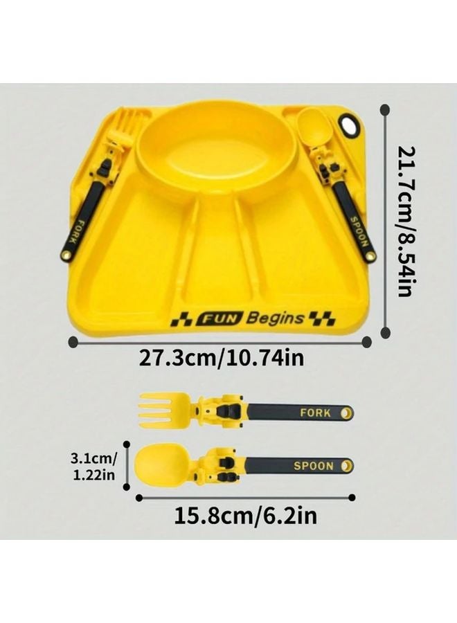 Blue Cartoon Motorcycle Dinnerware Set Fork Spoon Plate Heat Resistant Easy Clean - Image 3